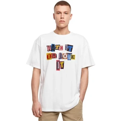 Image of Upscale by Mister Tee HATE IT OR LOVE Print Tshirt, Men&#039;s, Size: Large, White