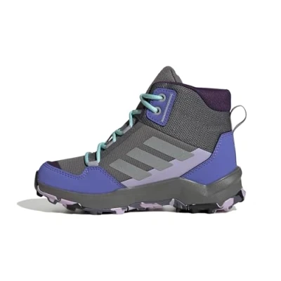 Image of adidas Unisex Kid&#039;s Terrex Ax4r Mid Hiking Shoes, Grey Four Matte Silver Semi Flash Aqua, 1.5 UK Child