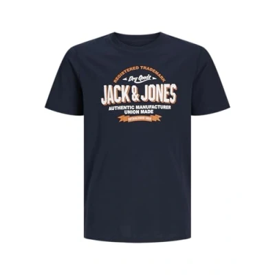 Image of Jack &amp; Jones Junior Jjelogo TEE SS Oneck 2 COL NOOS Print Tshirt for kids, Size: 3y, Navy blazer