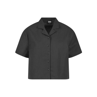 Image of Urban Classics Women&#039;s Ladies Seersucker Shirt, Black, 4XL