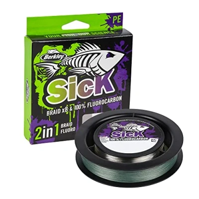 Image of Berkley Sick Two In One Braid 0,08mm 6,0kg 150m + Fluorocarbon 0,25mm 4,9kg 50m Gevlochten lijn