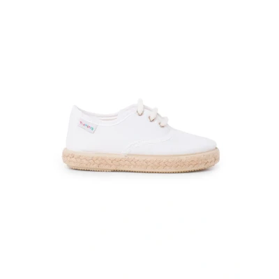 Image of Pisamonas Canvas Trainers With Espadrilles Laces And Sole Size 4 Color White