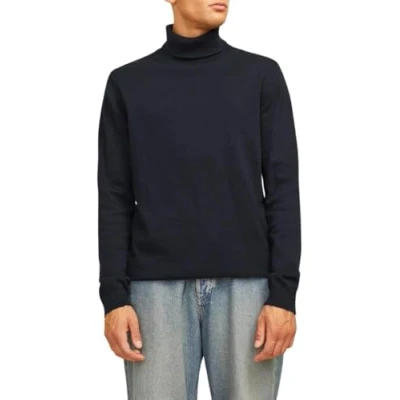 Image of Jack &amp; Jones Jjebasic KNIT ROLL NECK Jumper, Men&#039;s, Size: XS, Navy blazer