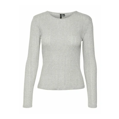 Image of Vero Moda Vmlisa Pointelle LS JRS NOOS Jumper, Women&#039;s, Size: XS, Light grey melange