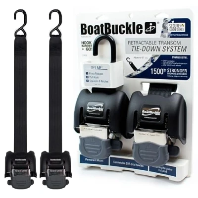 Image of BoatBuckle G2 Stainless Steel Tie Down Straps (Black), Pair