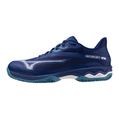 Image of Mizuno WAVE EXCEED LIGHT 2 CC Tennis Shoes BellwetherBlue/White/FjordBlue Men Size 41