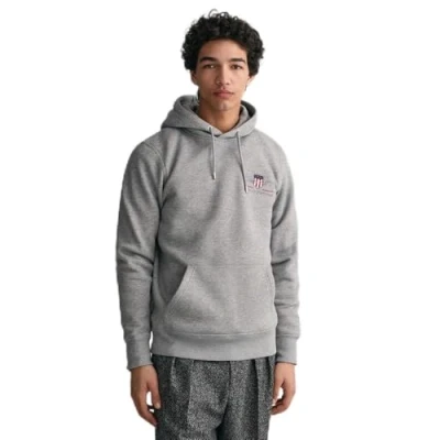 Image of GANT Medium Archive Shield Hoodie Sweatshirt, Men&#039;s, Size: Small, Grey melange