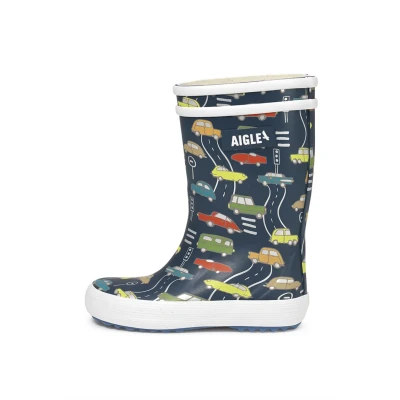 Image of Aigle Unisex Kid&#039;s Lolly Pop Play2 Rain Boot, Cars, 12.5 UK Child