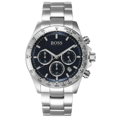 Image of BOSS Chronograph watch silvercoloured/metallic blue, Men&#039;s, Size: One Size, Silver coloured/metallic blue