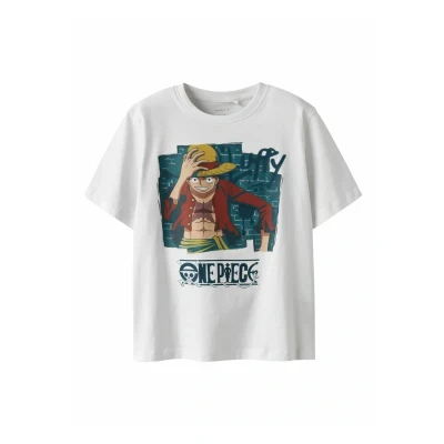 Image of Name it Nkmjob Onepiece NREG SS TOP NOOS VDE Print Tshirt for kids, Size: 6y, Bright white