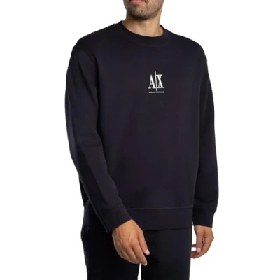 Image of Armani Exchange Men&#039;s Icon Project, Embroidered Logo, Crewneck Sweatshirt, Deep Navy, XXL