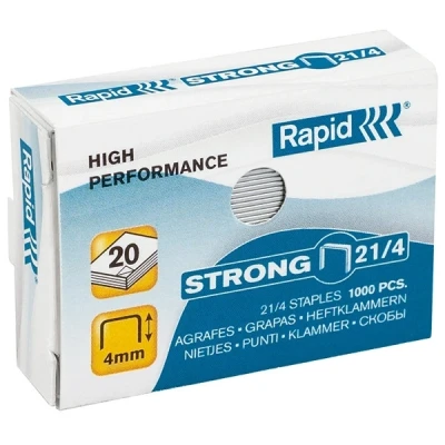 Image of Rapid 21/4mm Strong Staples, For Stapling up to 15 Sheets, Use with Desktop Staplers and Pliers, Galvanised Wire, Box of 1000, 24863400