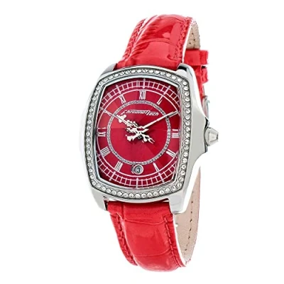 Image of ChronoTech Womens Analogue Quartz Watch with Leather Strap CT7896LS 97, Red/Red, 34MM,