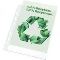 Image of Rexel Recycle A5 Pockets, Embossed Strong PP, 70 Micron, Pack of 100, 2115703