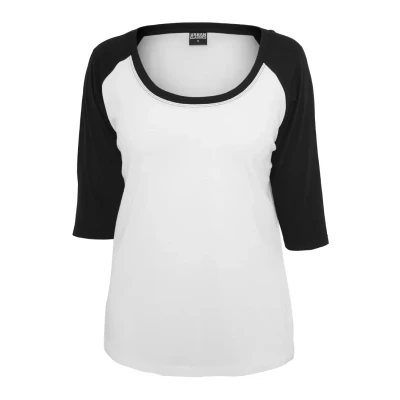 Image of Urban Classics Ladies 3/4 Contrast Raglan TEE Print Tshirt, Women&#039;s, Size: Small, White/black