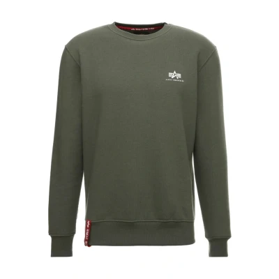 Image of Alpha Industries Basic Small LOGO Sweatshirt, Men&#039;s, Size: Small, Dark oliv