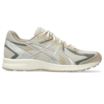 Image of Asics Sportstyle JOG 100 Unisex Trainers, Size: 6, Oatmeal/pure silver Imitation leather/ textile
