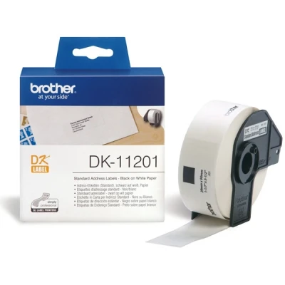Image of Brother dk 11201 black on white address labels 29 x 90 mm 400 1 roll direct thermal DK11201