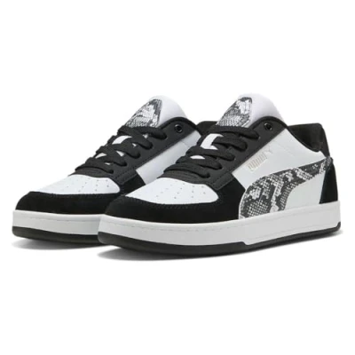 Image of Puma Caven 2.0 Snake CHIC Trainers, Women&#039;s, Size: 4, Black/white/aged silver Leather/synthetics