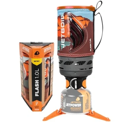Image of Jetboil Flash 1.0L Portable Fast Boil Stove for Camping and Backpacking with 1 Step Auto Ignition, New 2025, Propane/Isobutane Burner Cooking Cup, Mountainscape