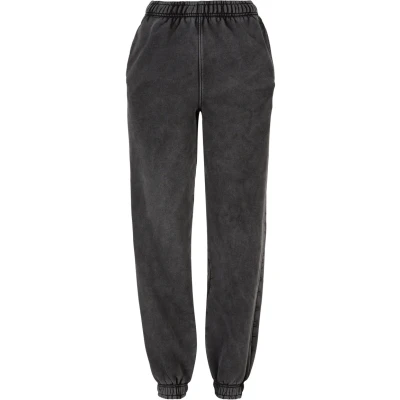 Image of Urban Classics HIGH Waist Stone Washed Tracksuit bottoms, Women&#039;s, Size: Medium, Black