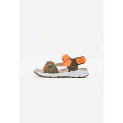 Image of Superfit Criss Cross Unisex Sandals for kids, Size: 10/10.5K, Green/orange Synthetics/textile