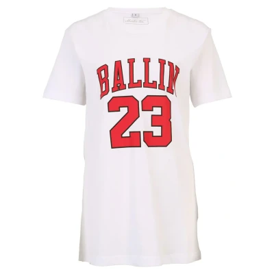 Image of Mister TEE Ballin 23 Print Tshirt, Women&#039;s, Size: XS, White