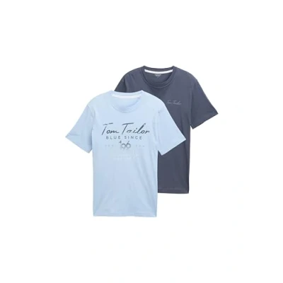 Image of TOM Tailor 2 PACK Print Tshirt, Men&#039;s, Size: Medium, Blueish grey