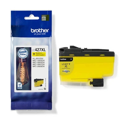 Image of Brother LC 427XLY Inkjet Cartridge, Yellow, Single Pack, High Yield, Includes 1 x Genuine Supplies