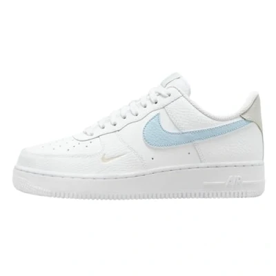 Image of Nike Sportswear AIR Force 1 &#039;07 Trainers, Women&#039;s, Size: 8.5, White/light armory blue/light bone leather and imitation