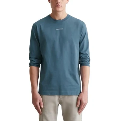 Image of Marc O&#039;Polo LOGO Print AT Centre Front Ribbed NECK TRIM Long sleeved top, Men&#039;s, Size: Small, Storm