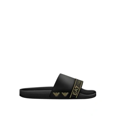Image of EA7 Emporio Armani Water Sports Unisex Pool slides, Size: 6, Full black/gold Synthetics