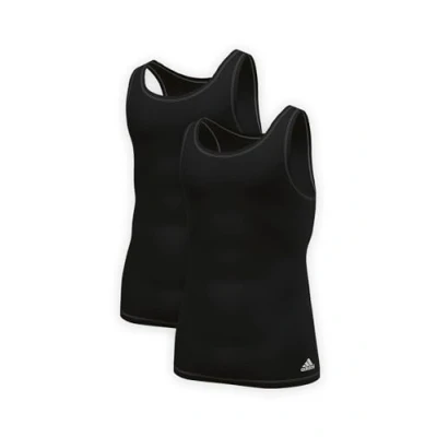 Image of adidas Sportswear Cotton Stretch 3 Stripes TANK TOP 2 PACK Undershirt, Men&#039;s, Size: Large, Black