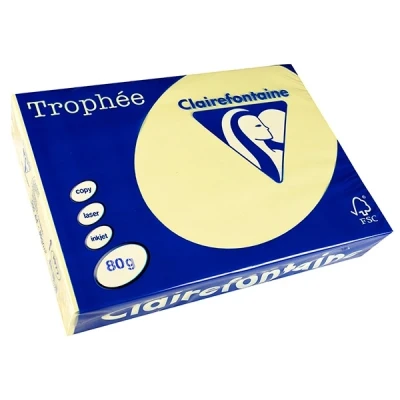 Image of Clairefontaine Ref 1977C 2500 sheets of A4 coloured paper Trophy 80 g/m² Cardboard containing 5 reams 500 Canary colour