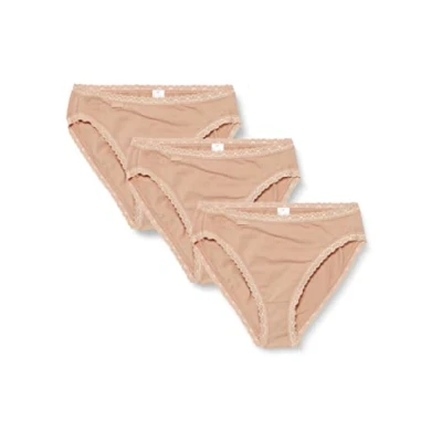 Image of Sloggi Women&#039;s 24/7 Cotton Lace Tai C3P Briefs, Brush, 38