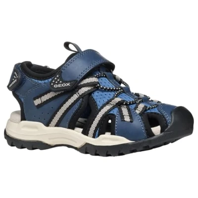 Image of Geox Borealis Walking sandals for kids, Size: 11K, Denim/grey Leather and textile