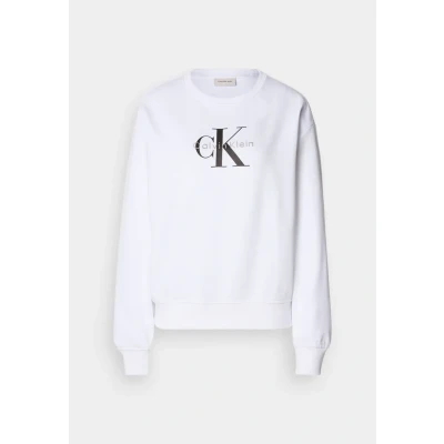 Image of Calvin Klein Jeans Monologo Sweatshirt, Women&#039;s, Size: XS, Brilliant white