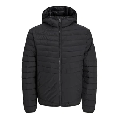Image of JACK &amp; JONES Men&#039;s Jjestate Packable Puffer Hood Noos Quilted Jacket, black, M
