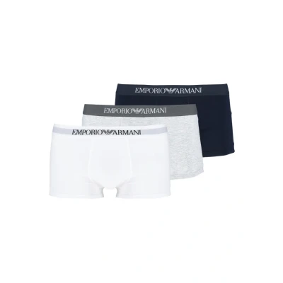 Image of Emporio Armani Trunk 3 PACK Pants, Men&#039;s, Size: Large, White/heather gray/navy blue