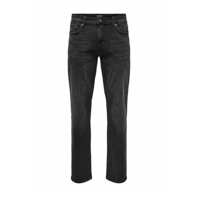 Image of Only &amp; Sons Klassische Stone Washed Onsweft Straight leg jeans, Men&#039;s, Size: 33x34, Hellgrau