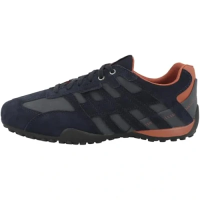 Image of Geox Snake Trainers, Men&#039;s, Size: 11, Navy Leather/synthetics