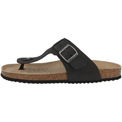 Image of Geox Ghita Tbar sandals, Men&#039;s, Size: 6.5, Black Nubuck