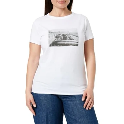 Image of BOSS Elogo Print Tshirt, Women&#039;s, Size: Large, White