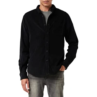 Image of Urban Classics Corduroy Shirt Shirt, Men&#039;s, Size: 4XL, Black