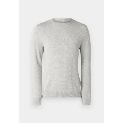 Image of Jack &amp; Jones Jjeglobe KNIT CREW NECK Jumper, Men&#039;s, Size: Large, Light grey melange