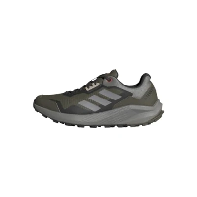 Image of adidas Performance Terrex Trailrider Trail running shoes olive strata charcoal solid grey semi impact orange, Size: 7 Textile/synthetics