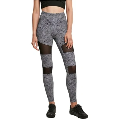 Image of Urban Classics TECH MESH AOP Leggings Trousers, Women&#039;s, Size: XXL, Blackzen