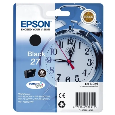 Image of Epson 27 Black Alarm Clock Genuine, DuraBrite Ultra Ink Cartridge, Standard Capacity