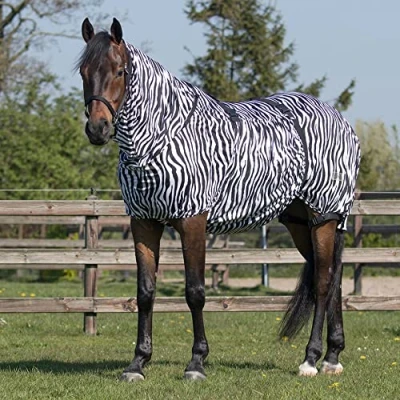 Image of QHP Eczema Blanket with Neck and Removable Belly Bib (100 cm, Zebra)