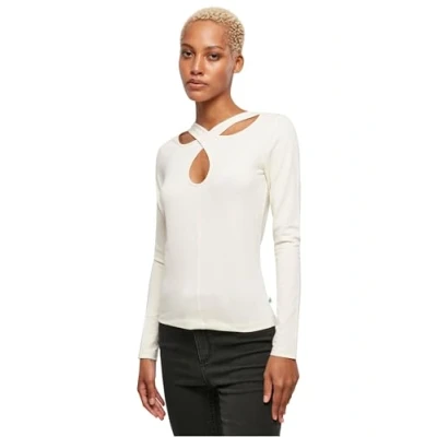 Image of Urban Classics Crossed CUT OUT Longsleeve Long sleeved top, Women&#039;s, Size: 3XL, Whitesand